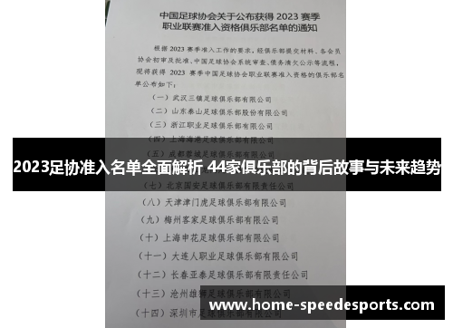 2023足协准入名单全面解析 44家俱乐部的背后故事与未来趋势